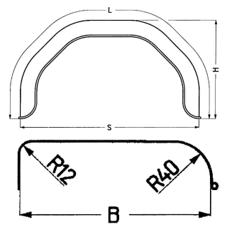 Perfil de guardabarros de plástico de un eje 12/40 B180 S660 H330