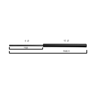 221 mm longitud total carrera 75 mm varilla 6 mm tubo 15 mm Ø