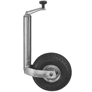 Rueda de apoyo, carga de apoyo 150 kg, galvanizado, tubo de Ø 48 mm, rueda neumática, llanta de acero