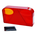 Lens for multifunctional light with rear fog light, left